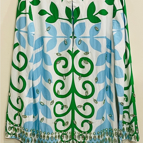 Rare Tory Burch Blue and Green Mirrored Tunic Blouse Top - Picture 2 of 16